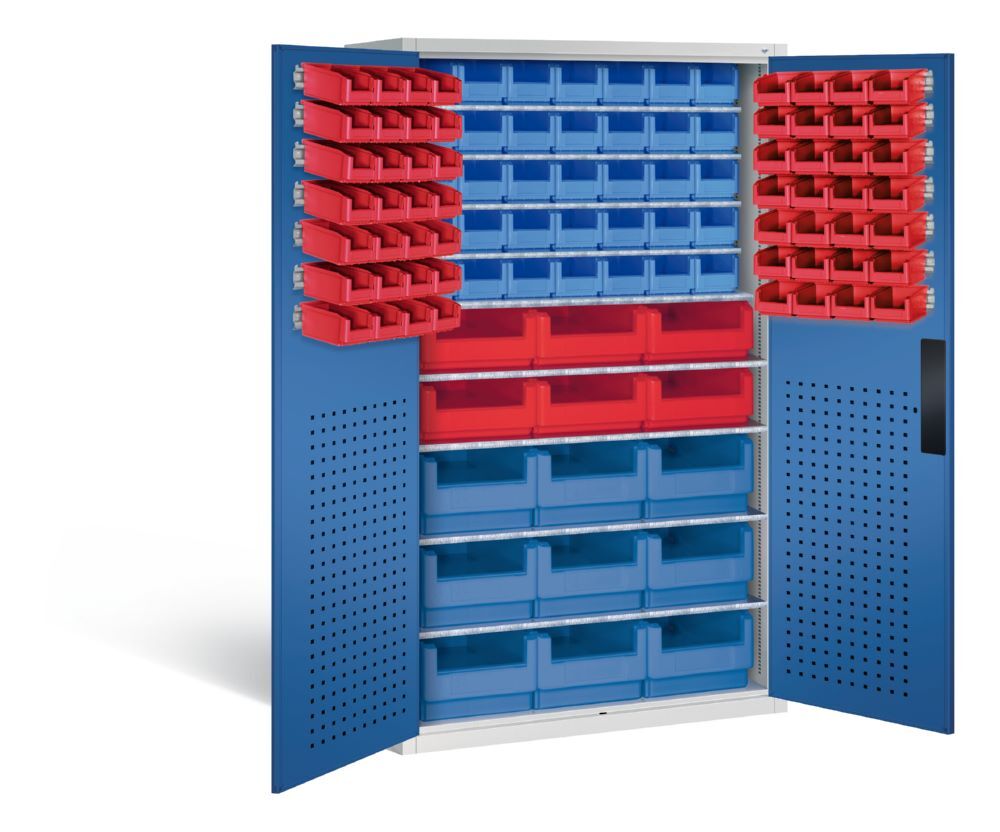 C+P Magazinschrank 106 Sichtlagerkästen H 1950 mm lichtgrau enzianblau Produktbild C+P Magazinschrank 106 Sichtlagerkästen H 1950 mm lichtgrau enzianblau bild 2