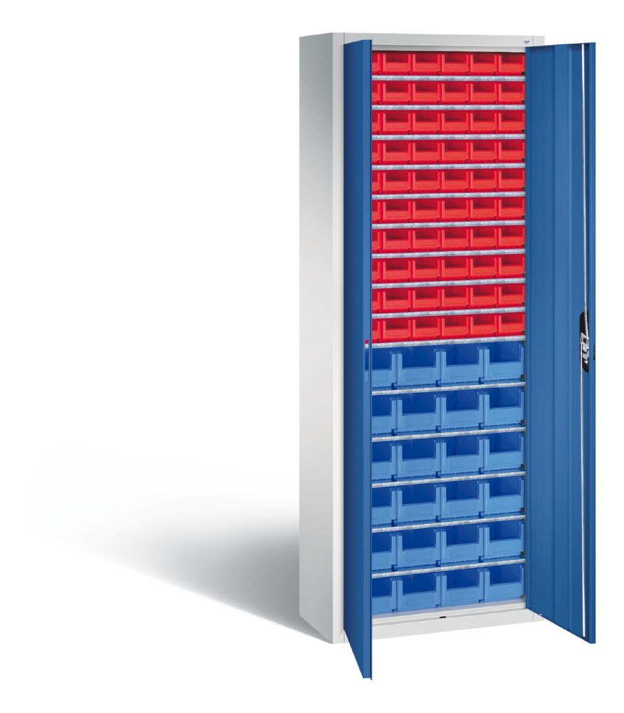 C+P Magazinschrank mit 84 Lagerkästen Türen in enzianblau 700 x 300 x 1980 mm Produktbild C+P Magazinschrank mit 84 Lagerkästen Türen in enzianblau 700 x 300 x 1980 mm bild 2