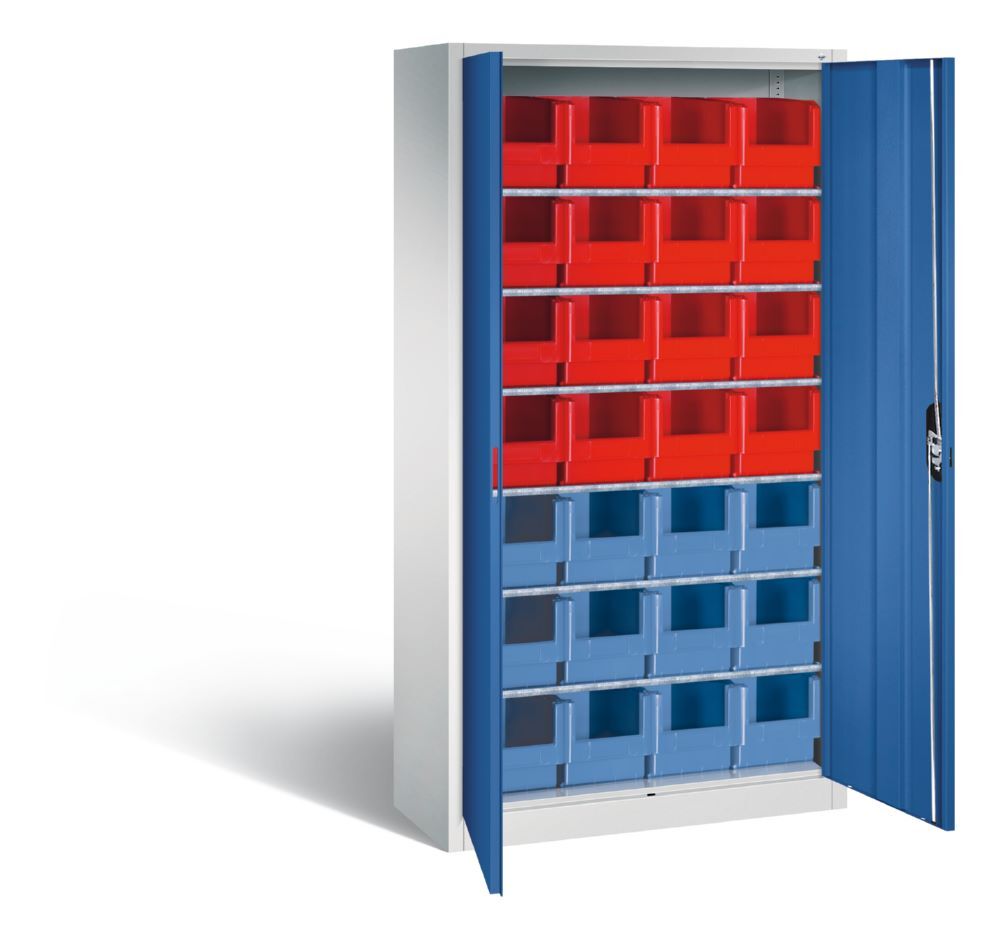 C+P Magazinschrank 28 Lagerkästen Stahltüren in enzianblau 1000 x 420 x 1980 mm Produktbild C+P Magazinschrank 28 Lagerkästen Stahltüren in enzianblau 1000 x 420 x 1980 mm bild 2