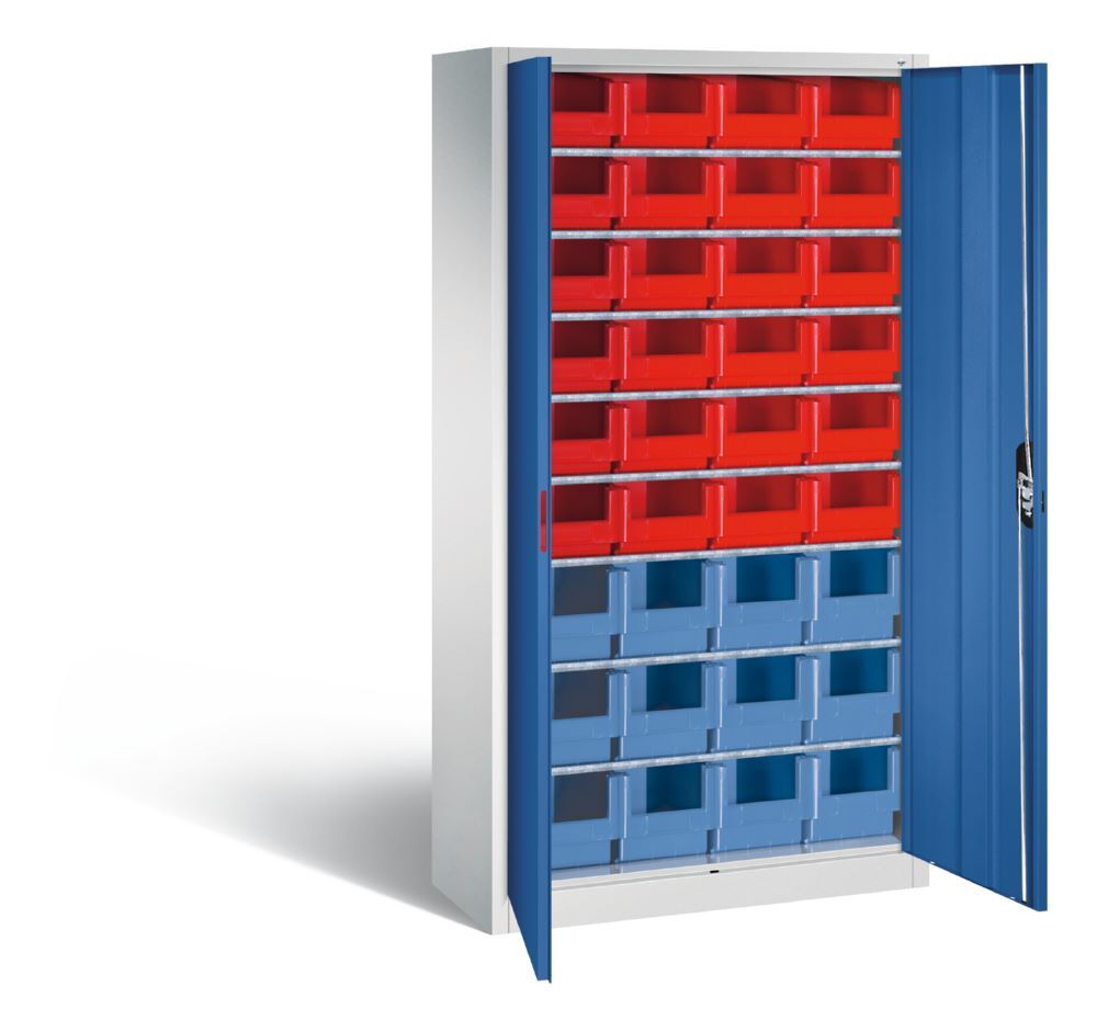 C+P Magazinschrank mit 36 Lagerkästen Türen in enzianblau 1000 x 420 x 1980 mm Produktbild C+P Magazinschrank mit 36 Lagerkästen Türen in enzianblau 1000 x 420 x 1980 mm bild 2