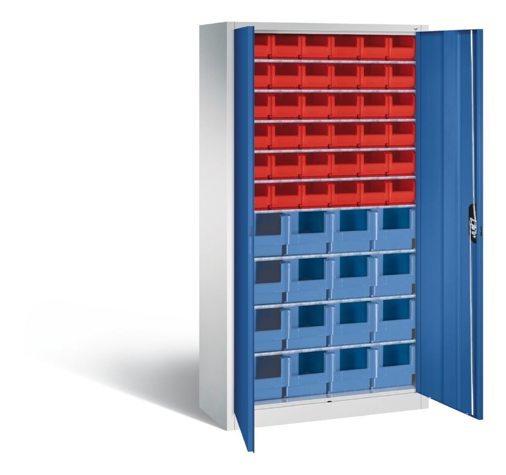C+P Magazinschrank mit 46 Sichtlagerkästen enzianblau grau 1000 x 420 x 1980 mm Produktbild C+P Magazinschrank mit 46 Sichtlagerkästen enzianblau grau 1000 x 420 x 1980 mm bild 2