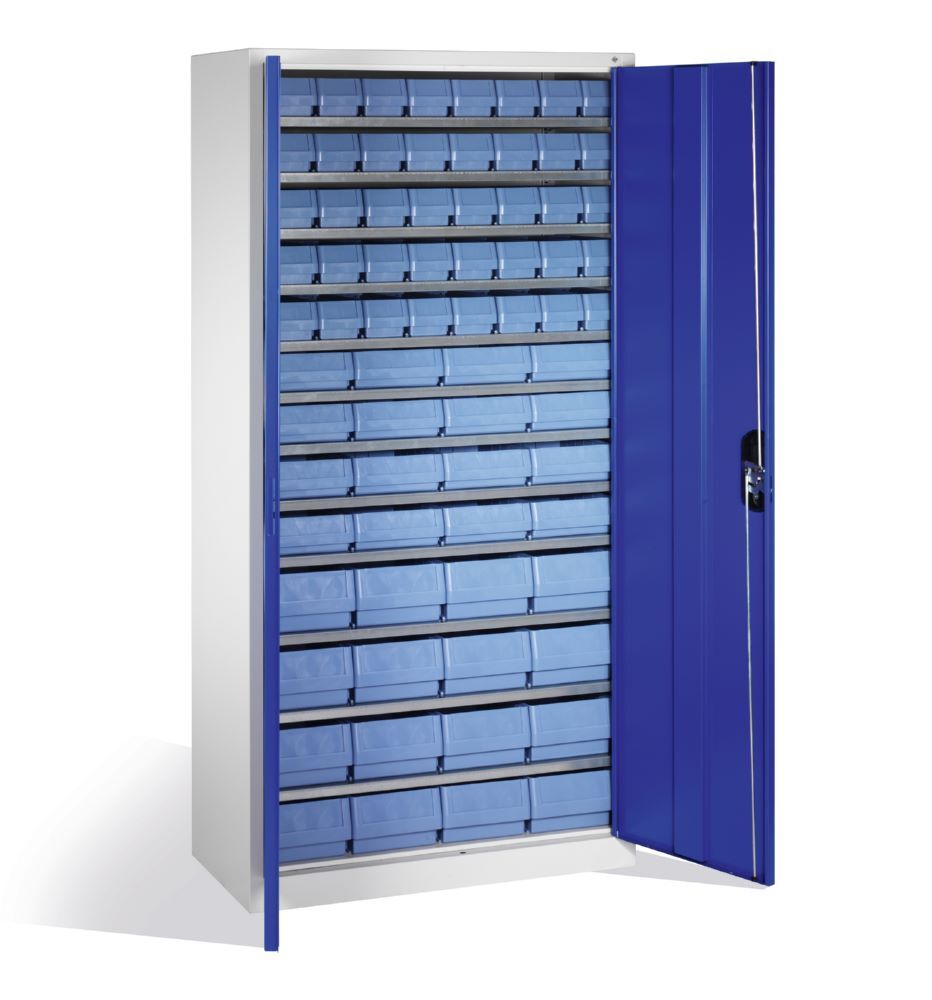 C+P Magazinschrank mit 72 Sichtlagerkästen H 1980 mm lichtgrau enzianblau Produktbild C+P Magazinschrank mit 72 Sichtlagerkästen H 1980 mm lichtgrau enzianblau bild 2