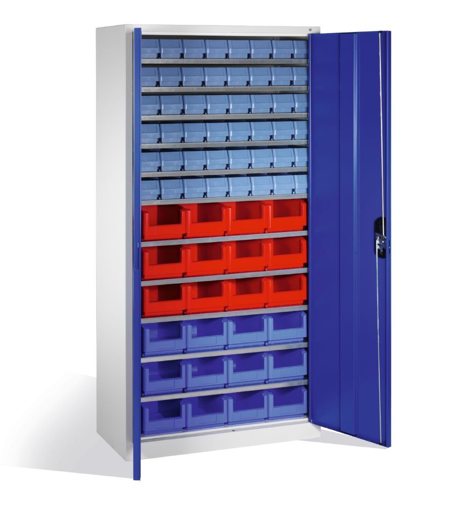 C+P Magazinschrank mit 72 Lagerkästen in enzianblau 1000 x 420 x 1980 mm Produktbild C+P Magazinschrank mit 72 Lagerkästen in enzianblau 1000 x 420 x 1980 mm bild 2