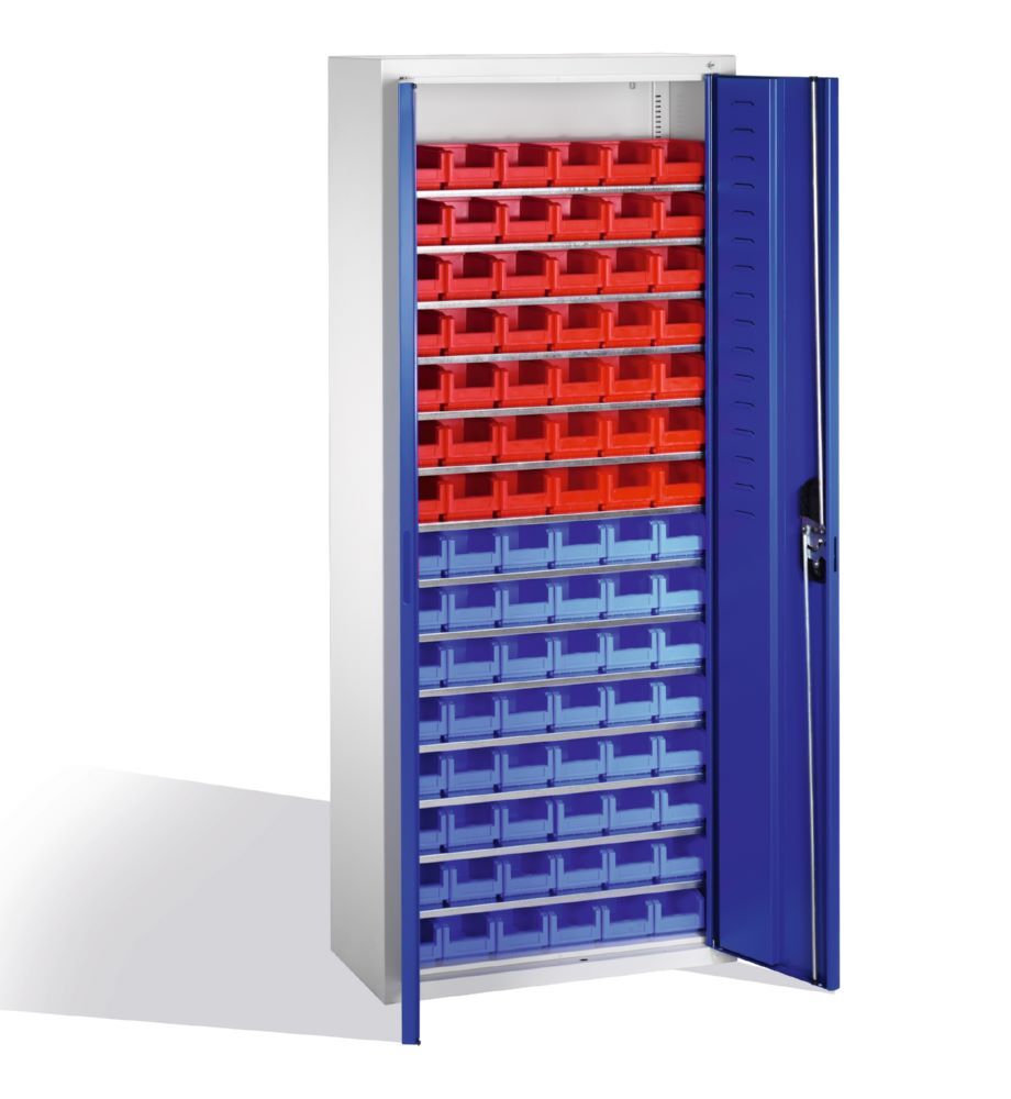C+P Magazinschrank aus Serie 13 mit 90 Lagerkästen enzianblau 700 x 300 x 1690 mm Produktbild C+P Magazinschrank aus Serie 13 mit 90 Lagerkästen enzianblau 700 x 300 x 1690 mm bild 2