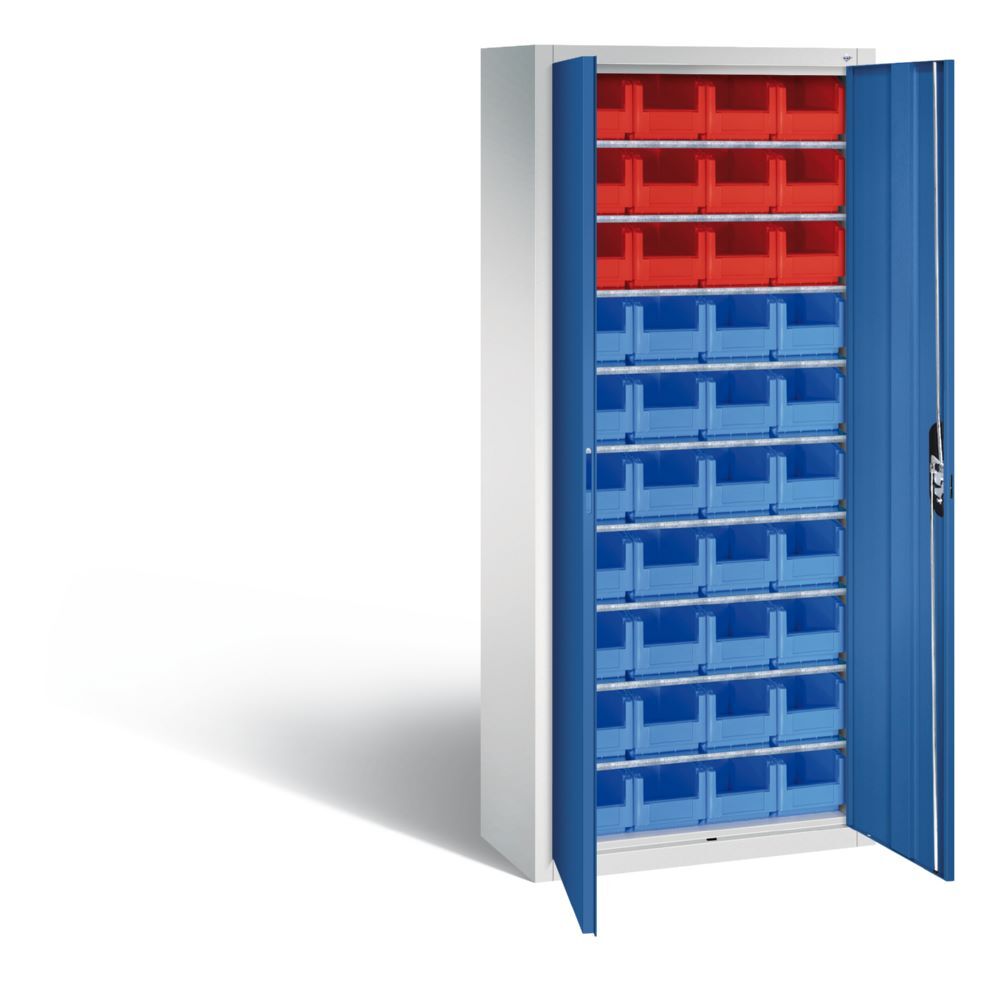 C+P Magazinschrank aus Stahl mit Lagerkästen enzianblau 700 x 300 x 1690 mm Produktbild C+P Magazinschrank aus Stahl mit Lagerkästen enzianblau 700 x 300 x 1690 mm bild 2
