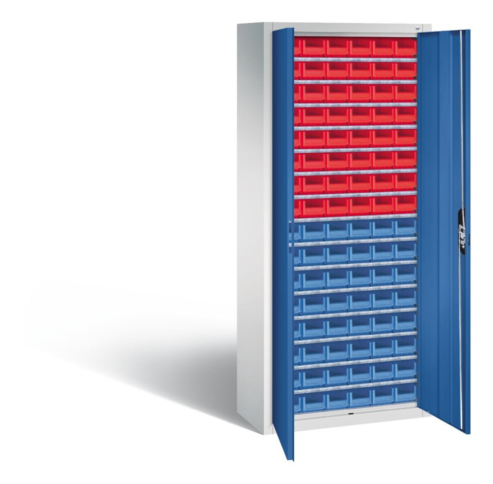C+P Magazinschrank Serie 13 mit 96 Lagerkästen enzianblau 700 x 300 x 1690 mm Produktbild C+P Magazinschrank Serie 13 mit 96 Lagerkästen enzianblau 700 x 300 x 1690 mm bild 2