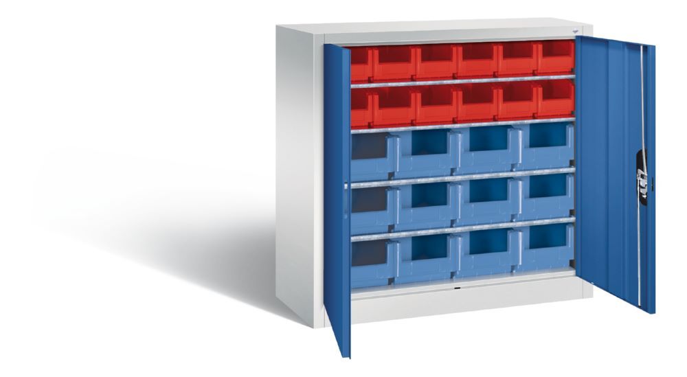 C+P Magazinschrank aus Stahl 24 Lagerkästen enzianblau 1000 x 420 x 1000 mm Produktbild C+P Magazinschrank aus Stahl 24 Lagerkästen enzianblau 1000 x 420 x 1000 mm bild 2