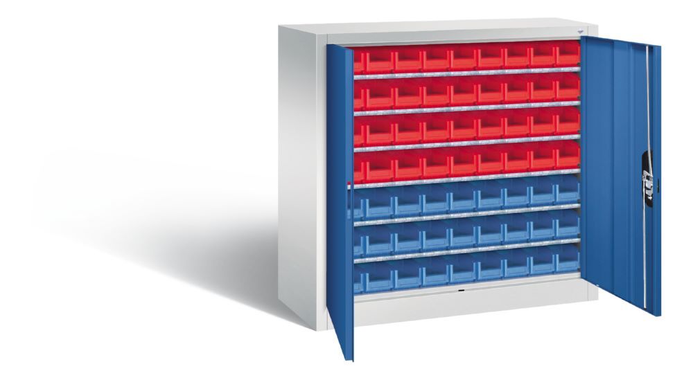 C+P Magazinschrank mit 6 Böden 63 Sichtlagerkästen enzianblau 1000 x 420 x 1000 mm Produktbild C+P Magazinschrank mit 6 Böden 63 Sichtlagerkästen enzianblau 1000 x 420 x 1000 mm bild 3