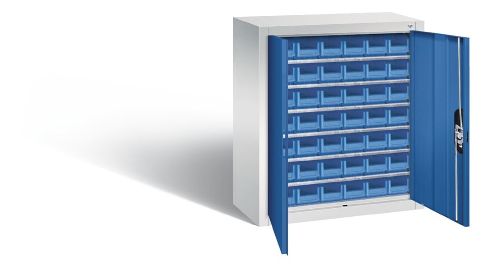 C+P Magazinschrank 6 Böden 42 Lagerkästen enzianblau 700 x 300 x 830 mm Produktbild C+P Magazinschrank 6 Böden 42 Lagerkästen enzianblau 700 x 300 x 830 mm bild 2