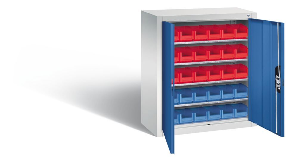 C+P Magazinschrank mit 30 Lagerkästen enzianblau grau 700 x 300 x 830 mm Produktbild C+P Magazinschrank mit 30 Lagerkästen enzianblau grau 700 x 300 x 830 mm bild 2
