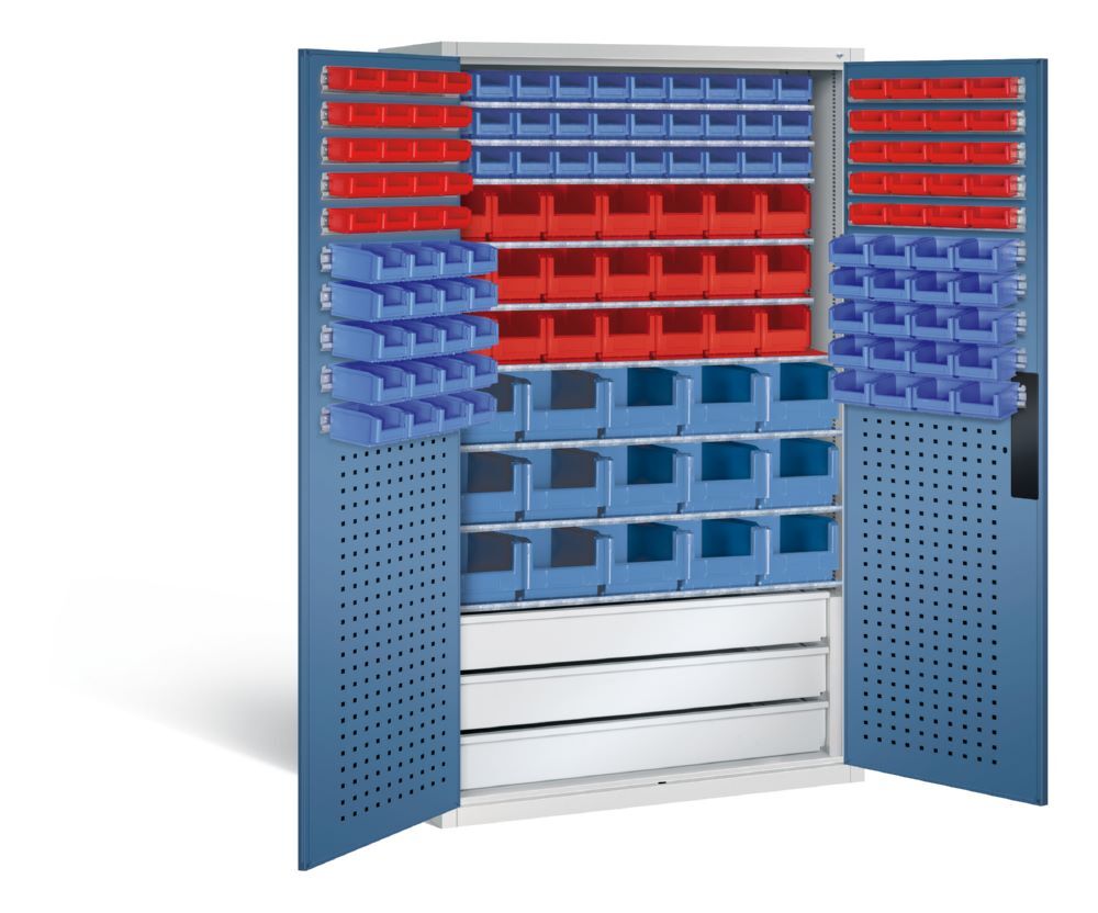 C+P Magazinschrank mit 146 Sichtlagerkästen H 1950 mm lichtgrau fernblau Produktbild C+P Magazinschrank mit 146 Sichtlagerkästen H 1950 mm lichtgrau fernblau bild 3