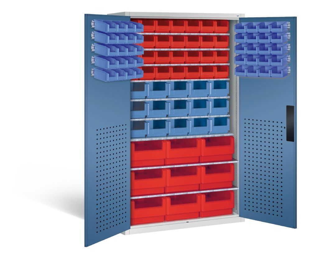 C+P Magazinschrank 92 Sichtlagerkästen 1950 x 1100 x 535 mm lichtgraum fernblau Produktbild C+P Magazinschrank 92 Sichtlagerkästen 1950 x 1100 x 535 mm lichtgraum fernblau bild 2