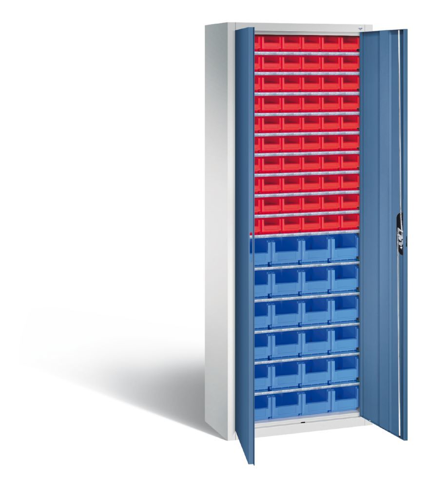 C+P Magazinschrank mit 84 Lagerkästen Türen in fernblau 700 x 300 x 1980 mm Produktbild C+P Magazinschrank mit 84 Lagerkästen Türen in fernblau 700 x 300 x 1980 mm bild 2
