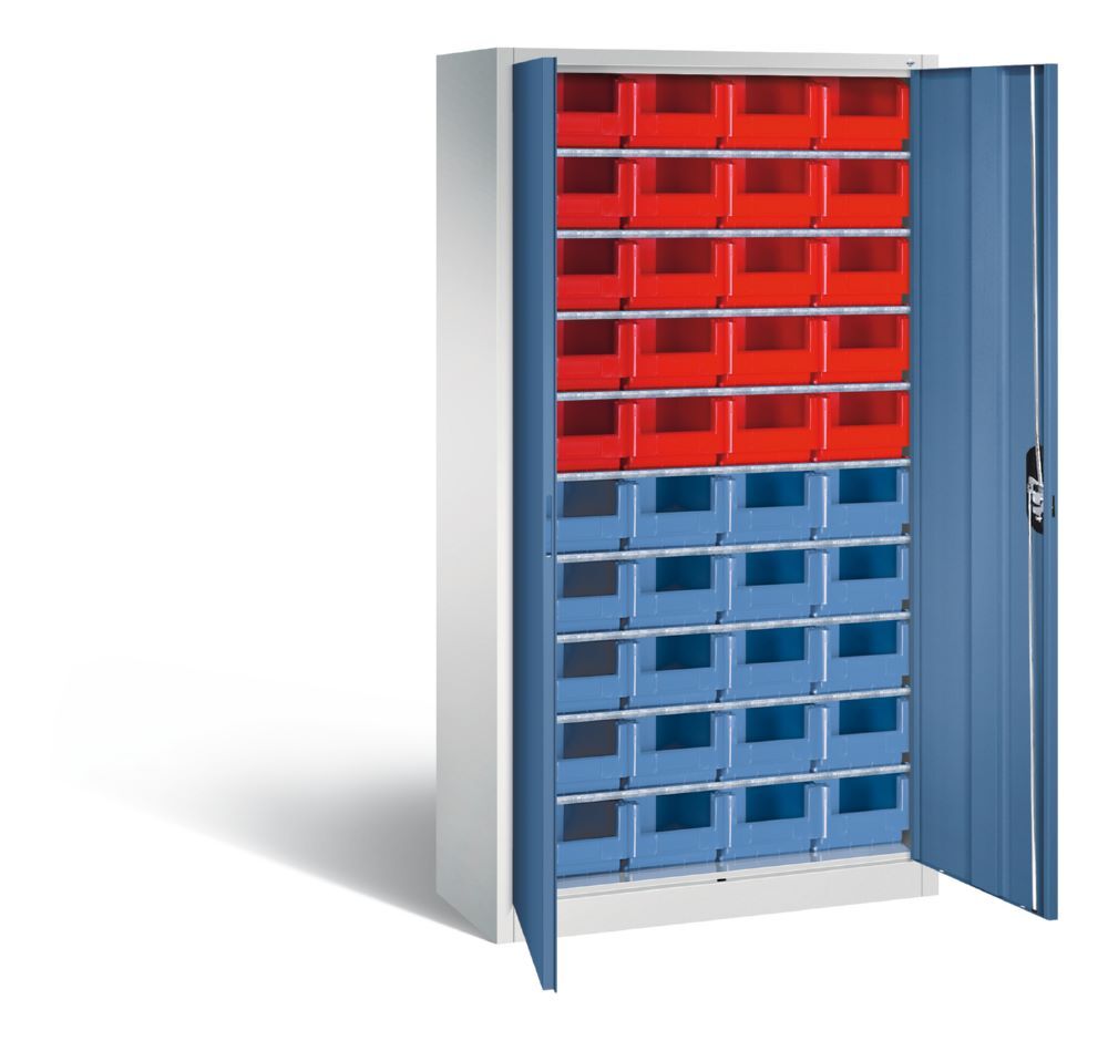 C+P Großer Magazinschrank mit 40 Lagerkästen fernblau 1000 x 420 x 1980 mm Produktbild C+P Großer Magazinschrank mit 40 Lagerkästen fernblau 1000 x 420 x 1980 mm bild 2