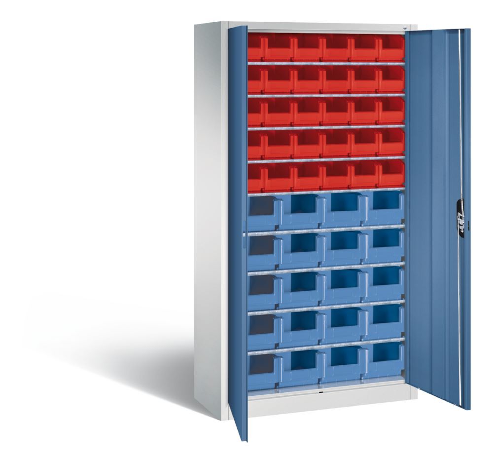 C+P Magazinschrank mit 50 Sichtlagerkästen fernblau 1000 x 420 x 1980 mm Produktbild C+P Magazinschrank mit 50 Sichtlagerkästen fernblau 1000 x 420 x 1980 mm bild 2