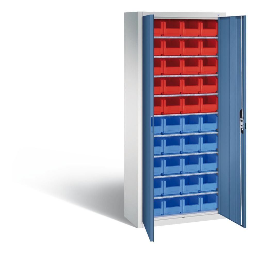 C+P Magazinschrank mit 40 Sichtlagerkästen fernblau 700 x 300 x 1690 mm Produktbild C+P Magazinschrank mit 40 Sichtlagerkästen fernblau 700 x 300 x 1690 mm bild 2
