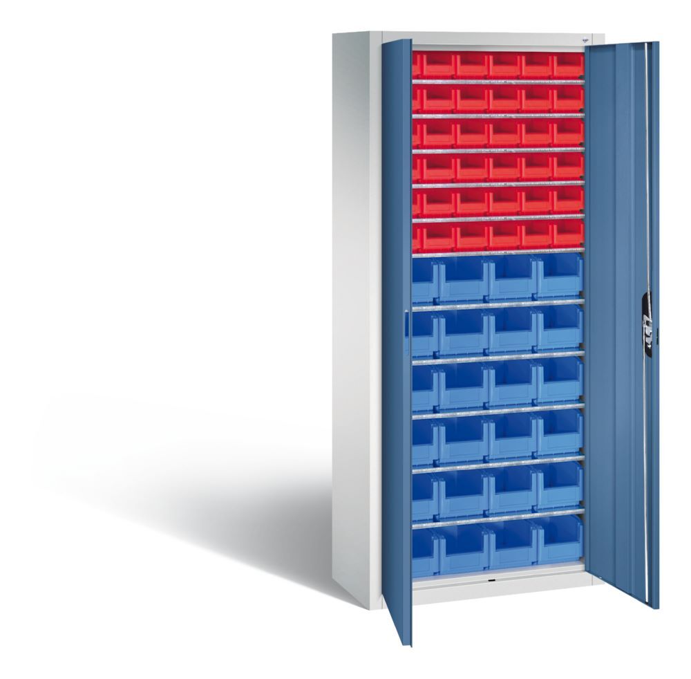 C+P Magazinschrank mit 60 Sichtlagerkästen fernblau 700 x 300 x 1690 mm Produktbild C+P Magazinschrank mit 60 Sichtlagerkästen fernblau 700 x 300 x 1690 mm bild 2
