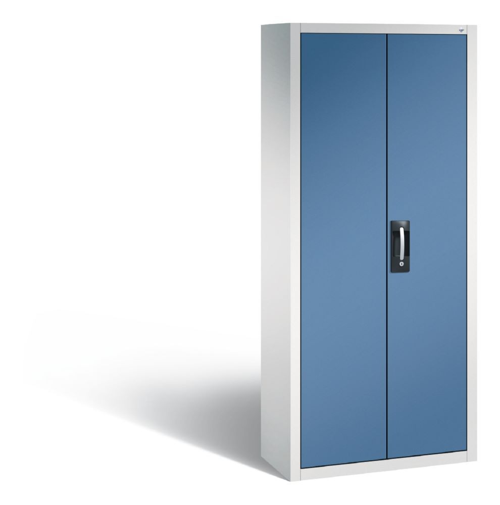 C+P Magazinschrank aus Serie 13 90 Lagerkästen fernblau 700 x 300 x 1690 mm