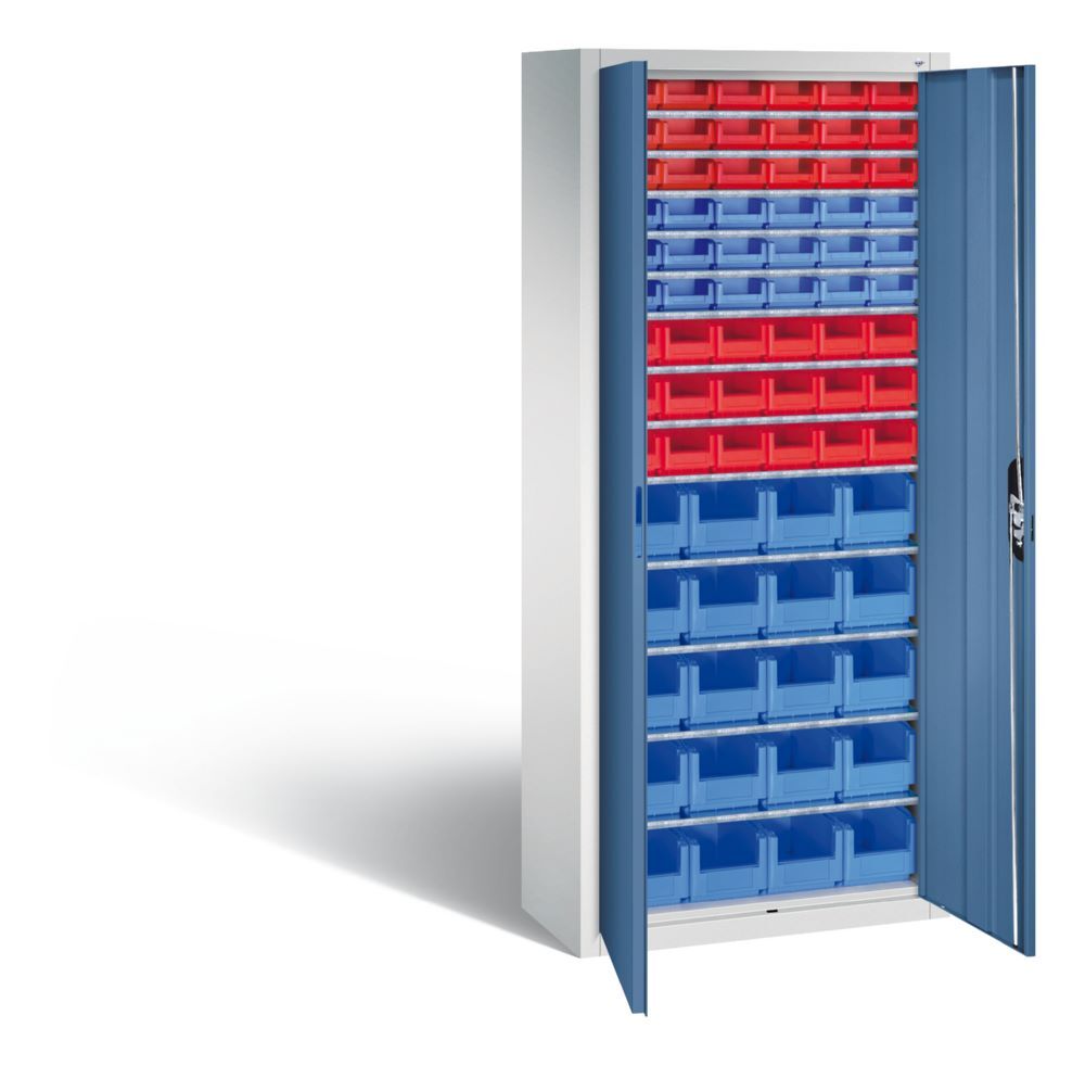 C+P Magazinschrank Serie 13 mit 74 Lagerkästen fernblau 700 x 300 x 1690 mm Produktbild C+P Magazinschrank Serie 13 mit 74 Lagerkästen fernblau 700 x 300 x 1690 mm bild 2