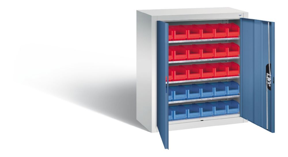 C+P Magazinschrank mit 30 Lagerkästen fernblau grau 700 x 300 x 830 mm Produktbild C+P Magazinschrank mit 30 Lagerkästen fernblau grau 700 x 300 x 830 mm bild 2