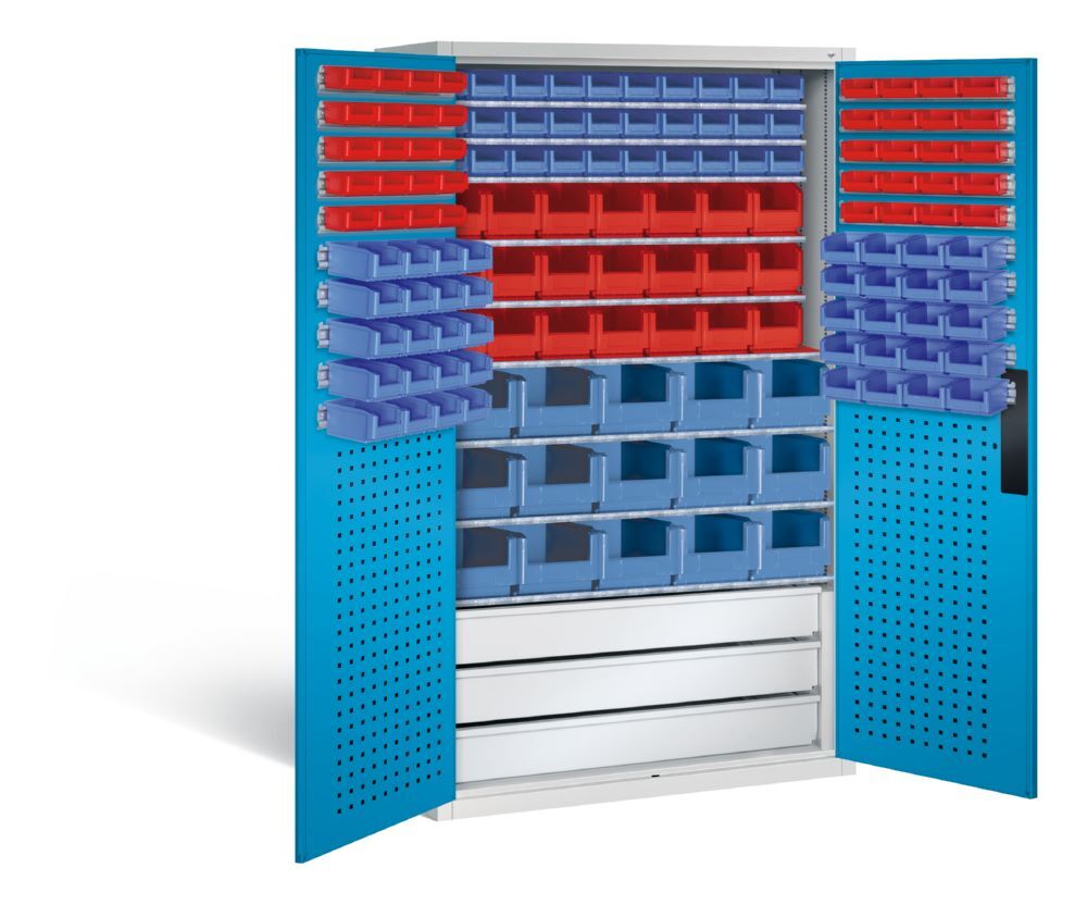 C+P Magazinschrank mit 146 Sichtlagerkästen H 1950 mm lichtgrau lichtblau Produktbild C+P Magazinschrank mit 146 Sichtlagerkästen H 1950 mm lichtgrau lichtblau bild 2