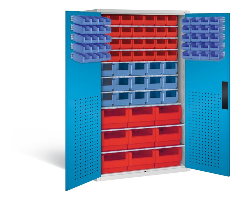 C+P Magazinschrank mit 92 Sichtlagerkästen H 1950 mm lichtgrau lichtblau Produktbild C+P Magazinschrank mit 92 Sichtlagerkästen H 1950 mm lichtgrau lichtblau bild 2