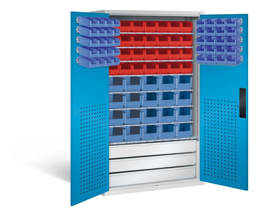 C+P Magazinschrank 83 Sichtlagerkästen 1950 x 1100 x 535 mm lichtgrau lichtblau Produktbild C+P Magazinschrank 83 Sichtlagerkästen 1950 x 1100 x 535 mm lichtgrau lichtblau bild 2