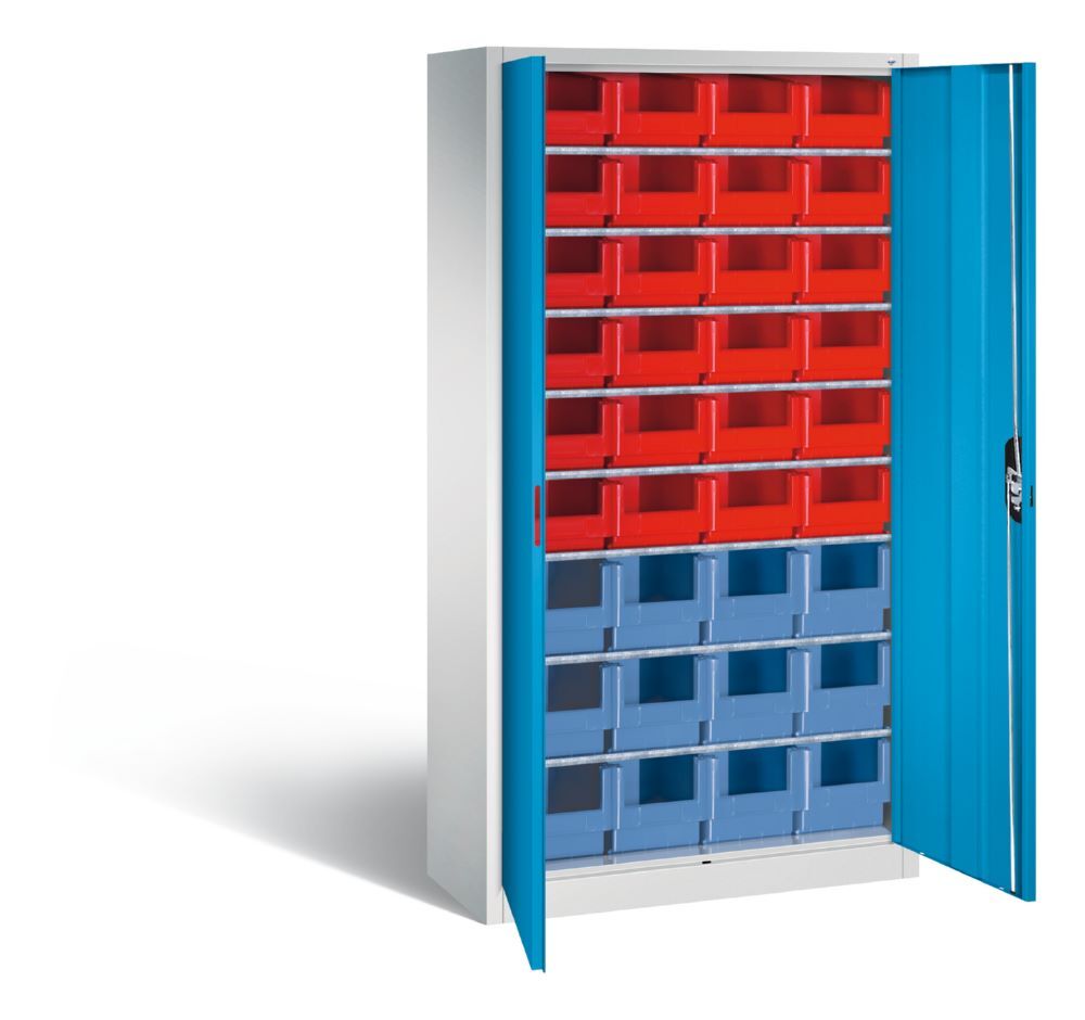 C+P Magazinschrank mit 36 Lagerkästen lichtblau grau 1000 x 420 x 1980 mm Produktbild C+P Magazinschrank mit 36 Lagerkästen lichtblau grau 1000 x 420 x 1980 mm bild 2