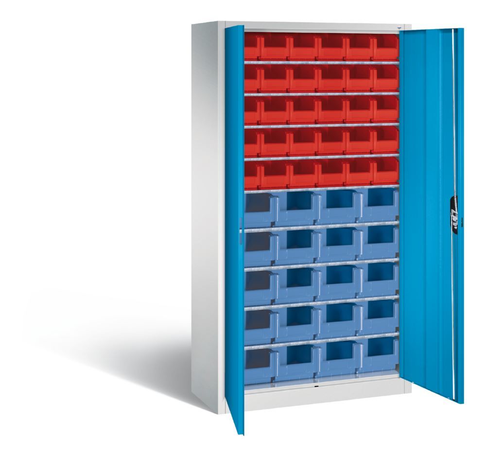 C+P Magazinschrank 50 Sichtlagerkästen Türen in lichtblau 1000 x 420 x 1980 mm Produktbild C+P Magazinschrank 50 Sichtlagerkästen Türen in lichtblau 1000 x 420 x 1980 mm bild 2