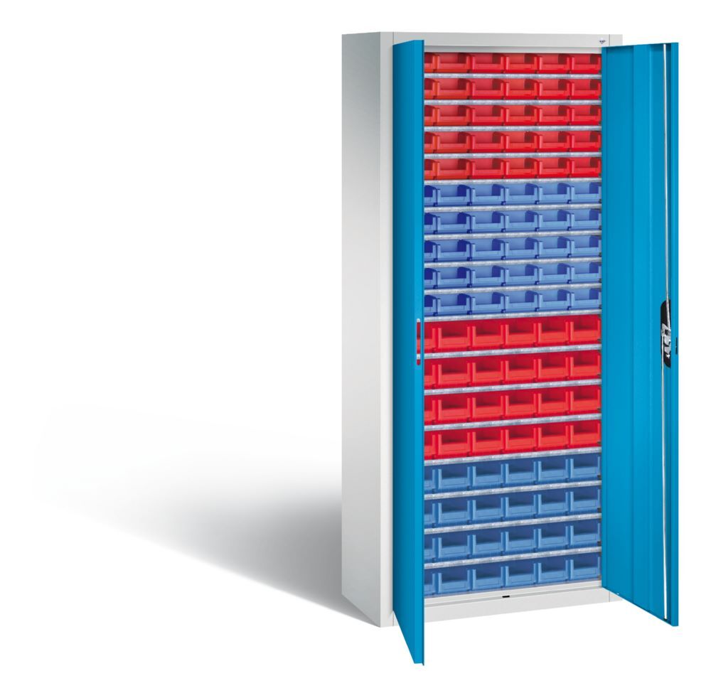 C+P Magazinschrank 108 verschiedene Lagerkästen lichtblau 700 x 300 x 1690 mm Produktbild C+P Magazinschrank 108 verschiedene Lagerkästen lichtblau 700 x 300 x 1690 mm bild 2