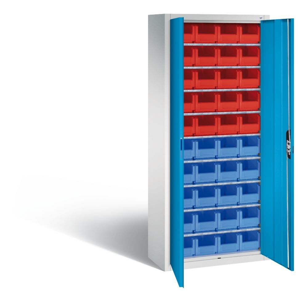 C+P Magazinschrank mit 40 Sichtlagerkästen lichtblau 700 x 300 x 1690 mm Produktbild C+P Magazinschrank mit 40 Sichtlagerkästen lichtblau 700 x 300 x 1690 mm bild 2