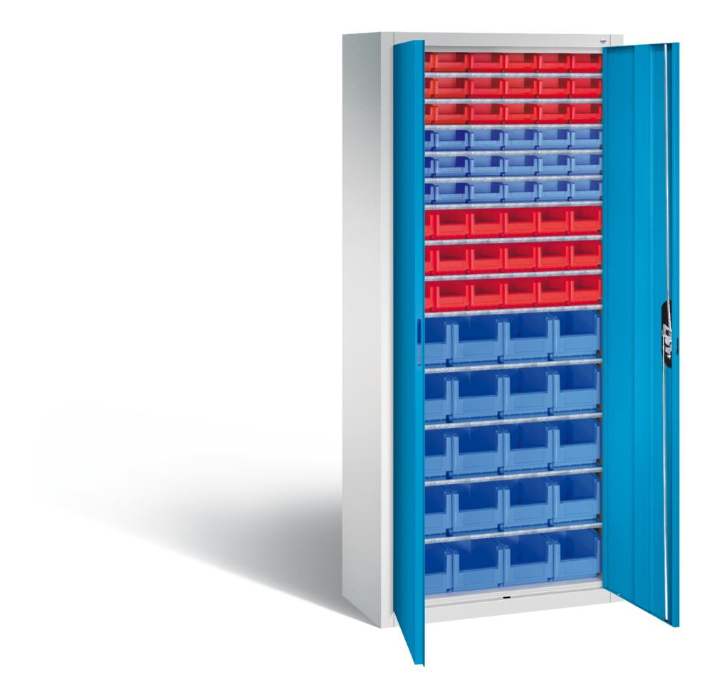 C+P Magazinschrank Serie 13 mit 74 Lagerkästen lichtblau 700 x 300 x 1690 mm Produktbild C+P Magazinschrank Serie 13 mit 74 Lagerkästen lichtblau 700 x 300 x 1690 mm bild 2