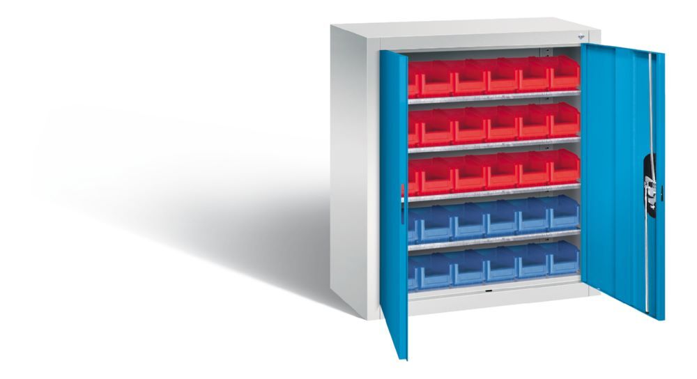 C+P Magazinschrank mit 30 Lagerkästen in lichtblau grau 700 x 300 x 830 mm Produktbild C+P Magazinschrank mit 30 Lagerkästen in lichtblau grau 700 x 300 x 830 mm bild 2