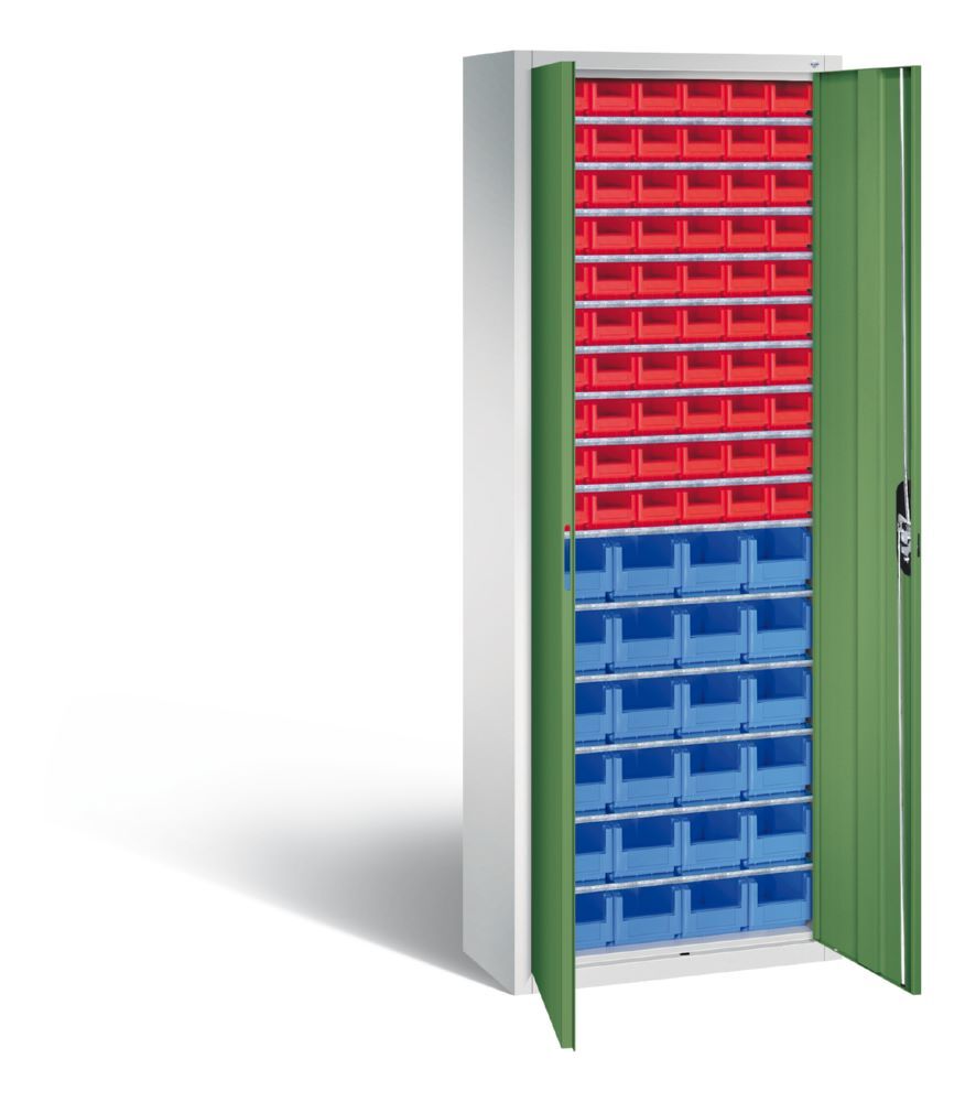 C+P Magazinschrank mit 84 Lagerkästen Türen in resedagrün 700 x 300 x 1980 mm Produktbild C+P Magazinschrank mit 84 Lagerkästen Türen in resedagrün 700 x 300 x 1980 mm bild 2