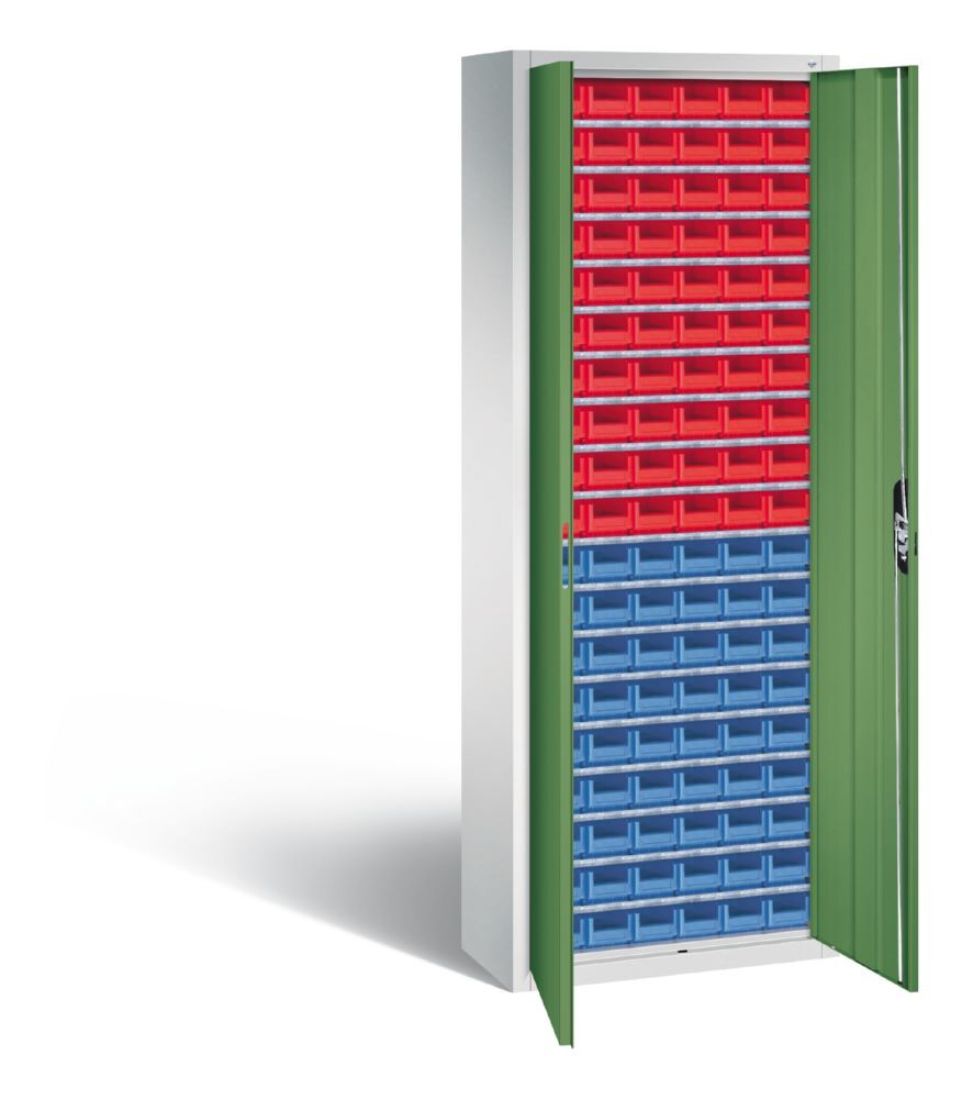 C+P Magazinschrank aus Serie 13 mit 114 Lagerkästen resedagrün 700 x 300 x 1980 mm Produktbild C+P Magazinschrank aus Serie 13 mit 114 Lagerkästen resedagrün 700 x 300 x 1980 mm bild 2