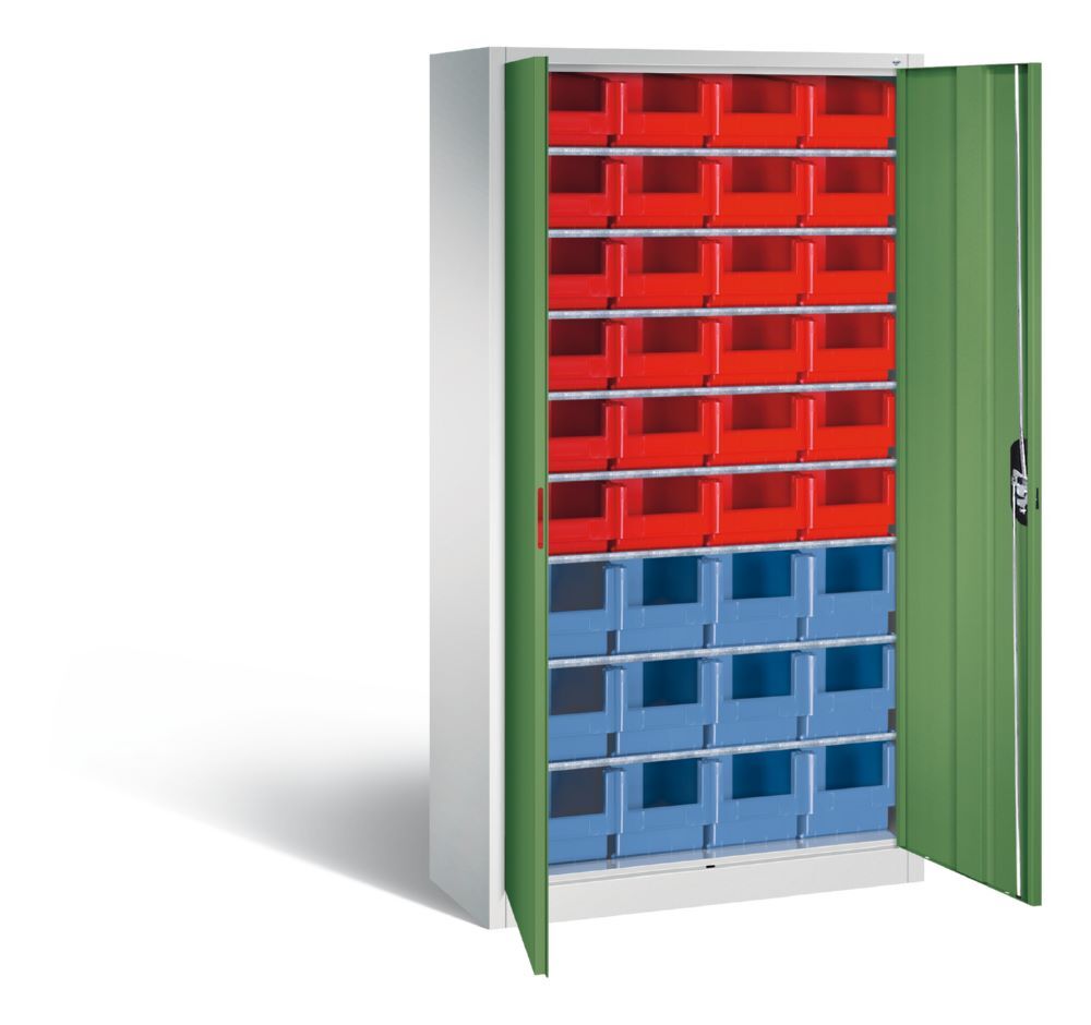 C+P Magazinschrank mit 36 Lagerkästen Türen in resedagrün 1000 x 420 x 1980 mm Produktbild C+P Magazinschrank mit 36 Lagerkästen Türen in resedagrün 1000 x 420 x 1980 mm bild 2