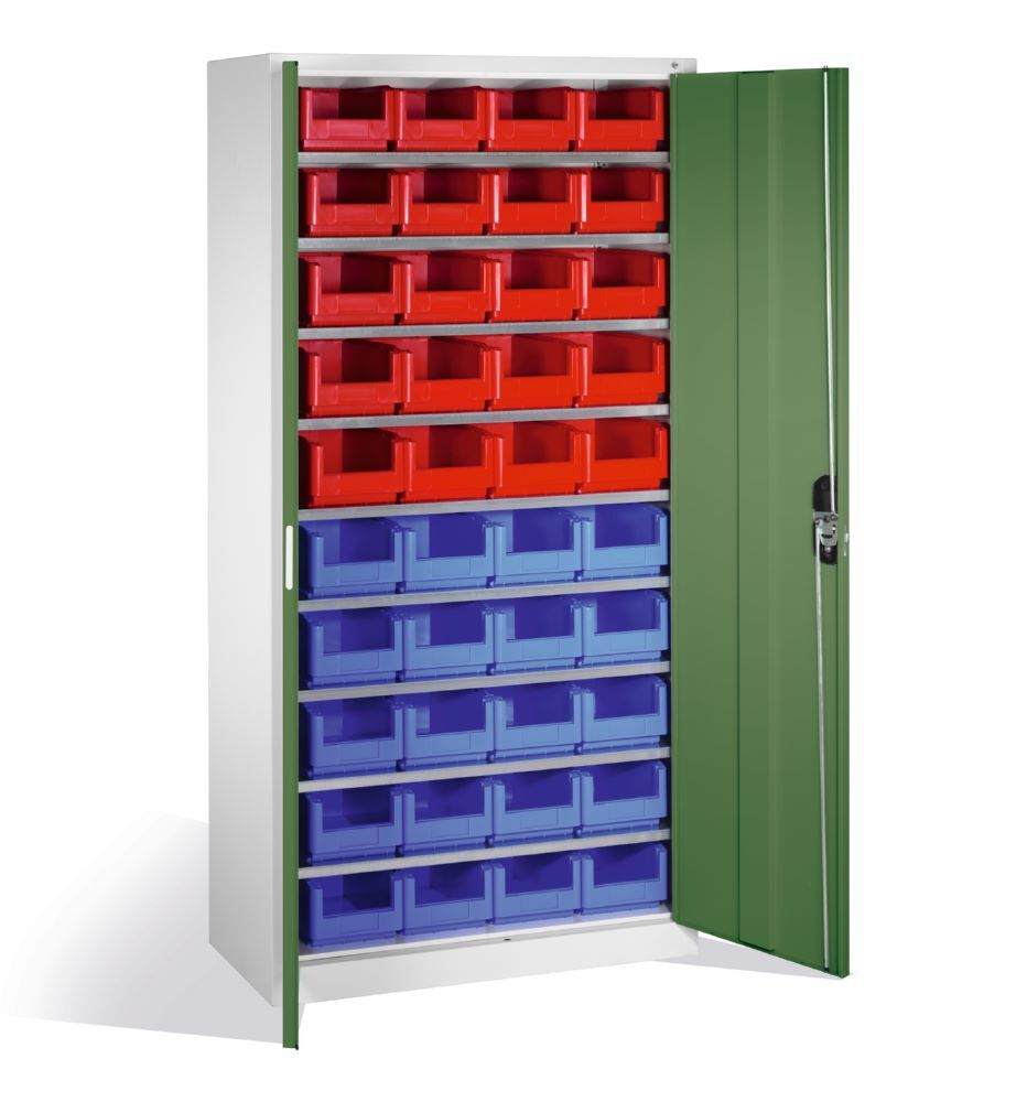 C+P Großer Magazinschrank mit 40 Lagerkästen resedagrün 1000 x 420 x 1980 mm Produktbild C+P Großer Magazinschrank mit 40 Lagerkästen resedagrün 1000 x 420 x 1980 mm bild 2