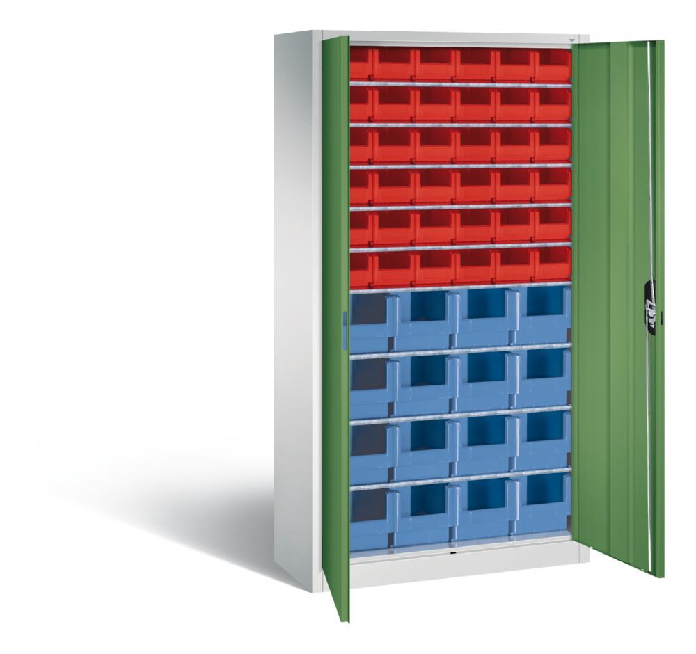C+P Magazinschrank mit 46 Lagerkästen resedagrün grau 1000 x 420 x 1980 mm Produktbild C+P Magazinschrank mit 46 Lagerkästen resedagrün grau 1000 x 420 x 1980 mm bild 2