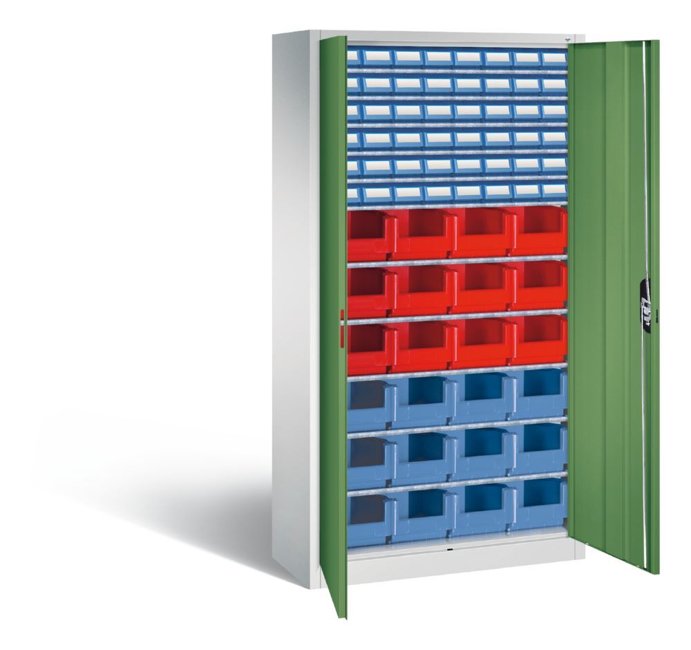 C+P Magazinschrank 72 verschiedene Sichtlagerkästen resedagrün 1000 x 420 x 1980 mm Produktbild C+P Magazinschrank 72 verschiedene Sichtlagerkästen resedagrün 1000 x 420 x 1980 mm bild 2