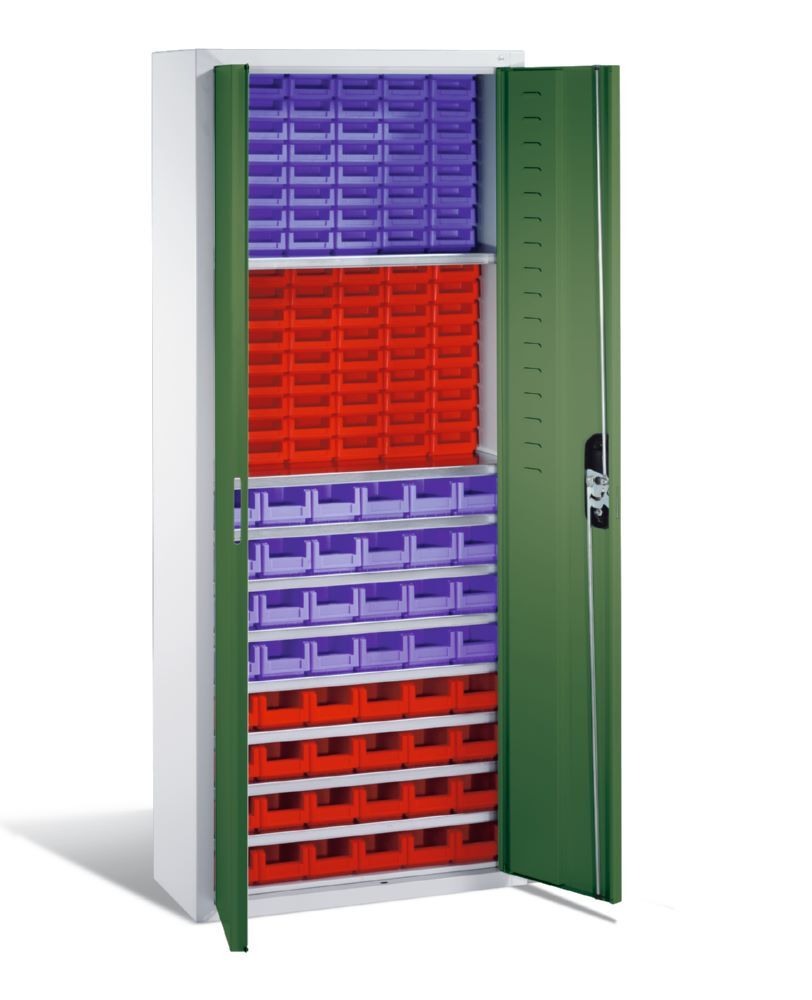 C+P Großer Magazinschrank 138 Lagerkästen resedagrün grau 700 x 300 x 1690 mm Produktbild C+P Großer Magazinschrank 138 Lagerkästen resedagrün grau 700 x 300 x 1690 mm bild 2