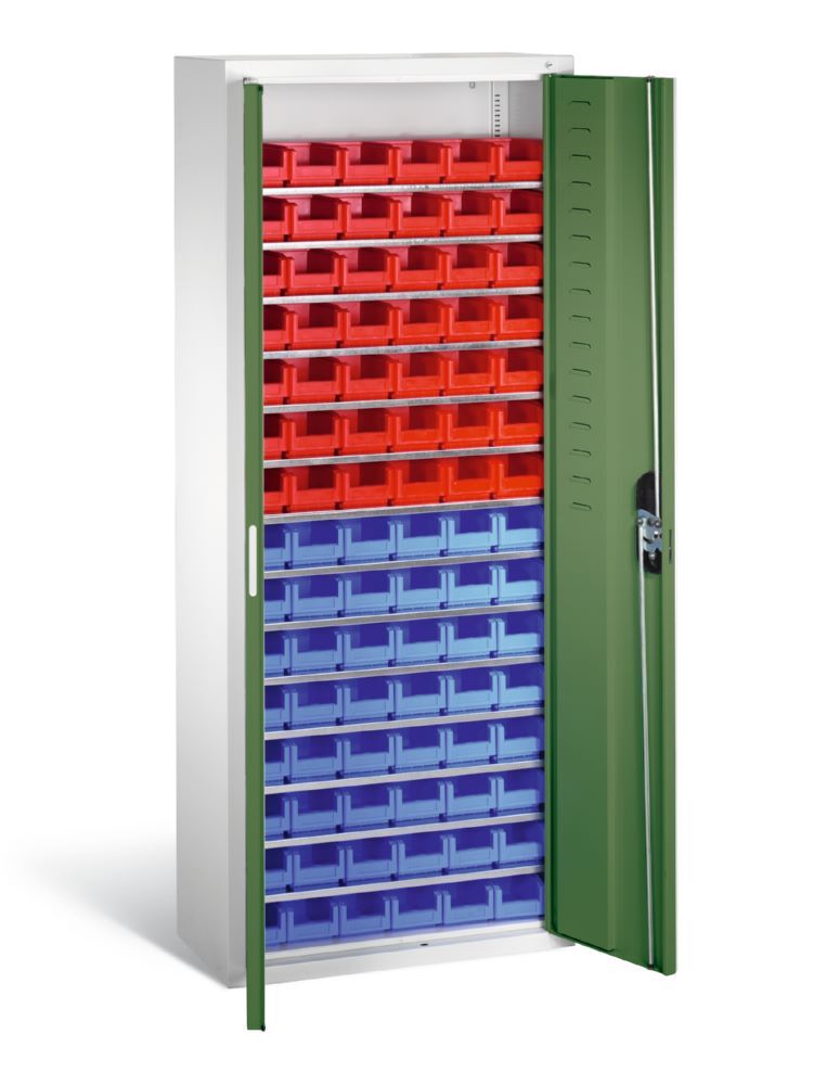 C+P Magazinschrank aus Serie 13 mit 90 Lagerkästen resedagrün 700 x 300 x 1690 mm Produktbild C+P Magazinschrank aus Serie 13 mit 90 Lagerkästen resedagrün 700 x 300 x 1690 mm bild 2