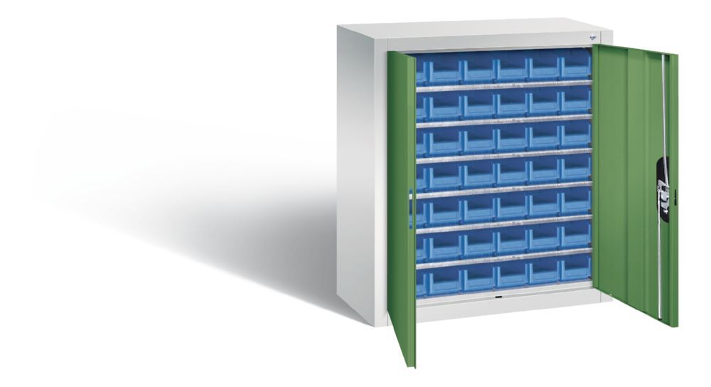 C+P Magazinschrank 42 Sichtkästen resedagrün 700 x 300 x 830 mm Produktbild C+P Magazinschrank 42 Sichtkästen resedagrün 700 x 300 x 830 mm bild 2