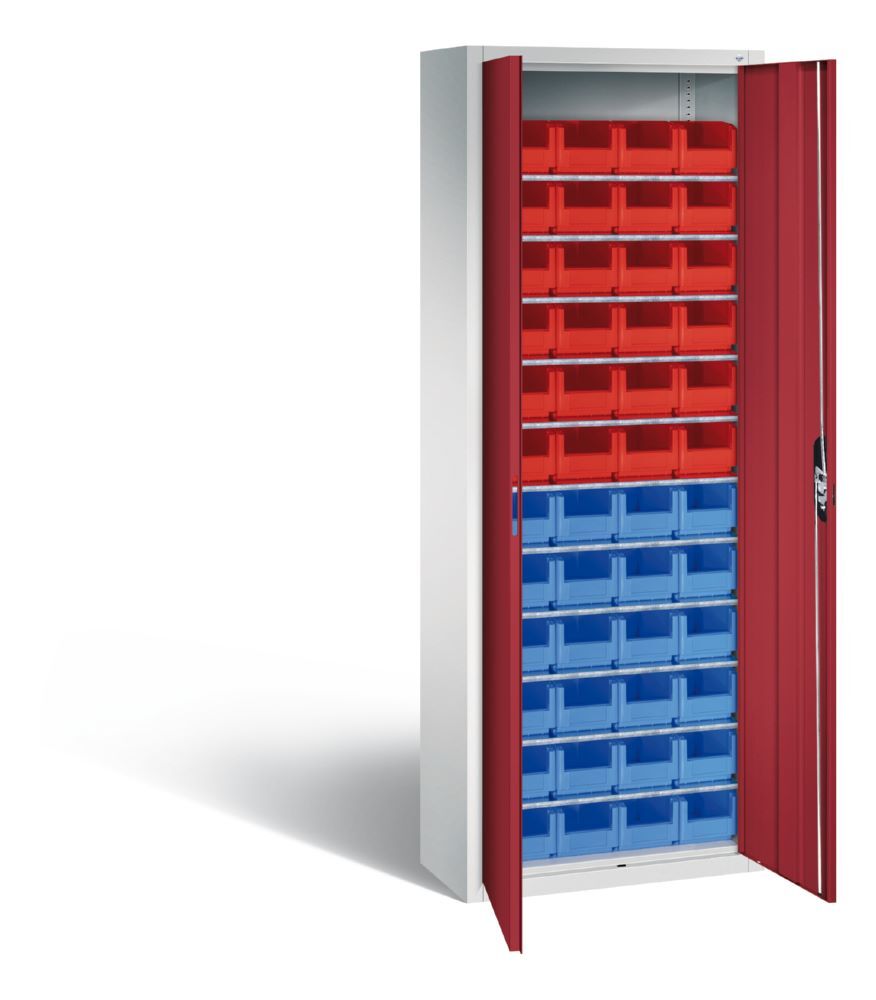 C+P Magazinschrank mit Lagerkästen rubinrot 700 x 300 x 1980 mm Produktbild C+P Magazinschrank mit Lagerkästen rubinrot 700 x 300 x 1980 mm bild 2