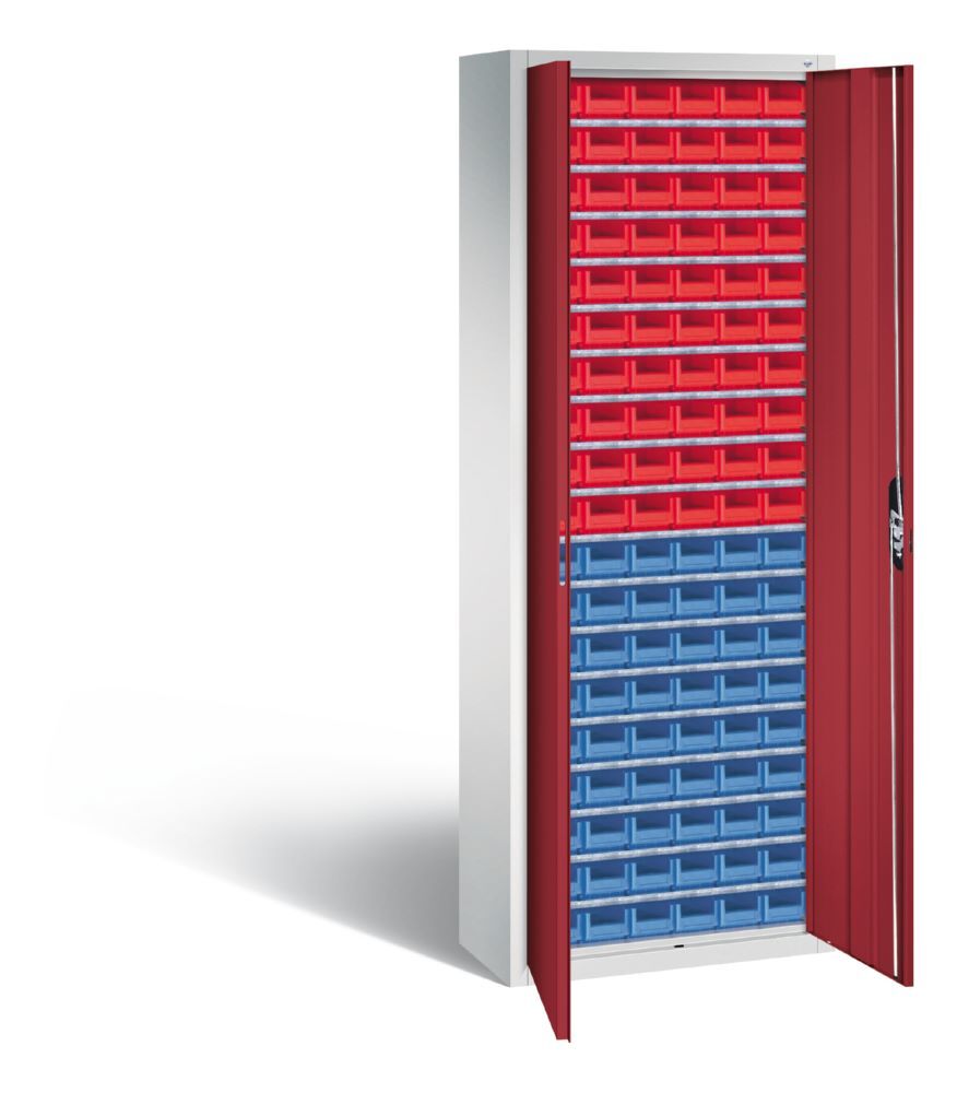 C+P Magazinschrank aus der Serie 13 mit 114 Lagerkästen rubinrot 700 x 300 x 1980 mm Produktbild C+P Magazinschrank aus der Serie 13 mit 114 Lagerkästen rubinrot 700 x 300 x 1980 mm bild 2