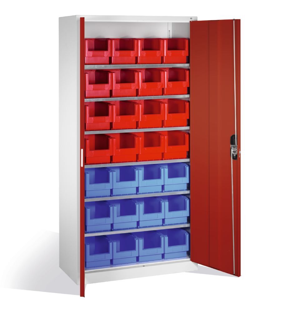C+P Magazinschrank 28 Lagerkästen Stahltüren in rubinrot 1000 x 420 x 1980 mm Produktbild C+P Magazinschrank 28 Lagerkästen Stahltüren in rubinrot 1000 x 420 x 1980 mm bild 2