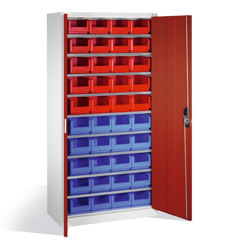 C+P Großer Magazinschrank mit 40 Lagerkästen rubinrot 1000 x 420 x 1980 mm Produktbild C+P Großer Magazinschrank mit 40 Lagerkästen rubinrot 1000 x 420 x 1980 mm bild 2
