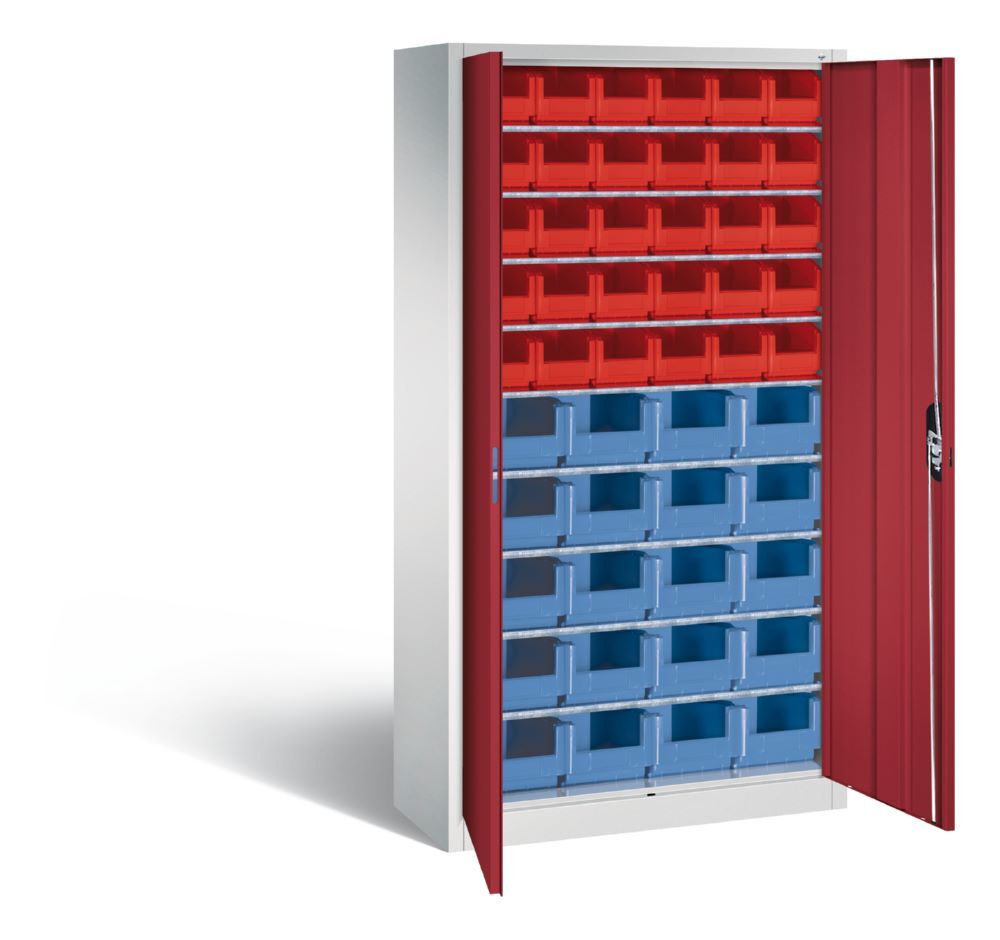 C+P Großer Magazinschrank mit 50 Sichtlagerkästen rubinrot 1000 x 420 x 1980 mm Produktbild C+P Großer Magazinschrank mit 50 Sichtlagerkästen rubinrot 1000 x 420 x 1980 mm bild 2