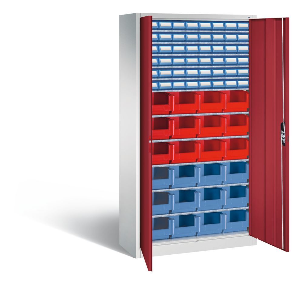 C+P Magazinschrank 72 verschiedene Sichtlagerkästen rubinrot 1000 x 420 x 1980 mm Produktbild C+P Magazinschrank 72 verschiedene Sichtlagerkästen rubinrot 1000 x 420 x 1980 mm bild 2