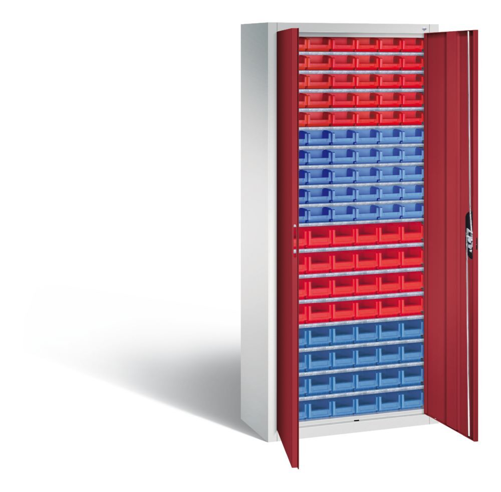 C+P Magazinschrank 108 Sichtlagerkästen rubinrot 700 x 300 x 1690 mm Produktbild C+P Magazinschrank 108 Sichtlagerkästen rubinrot 700 x 300 x 1690 mm bild 2