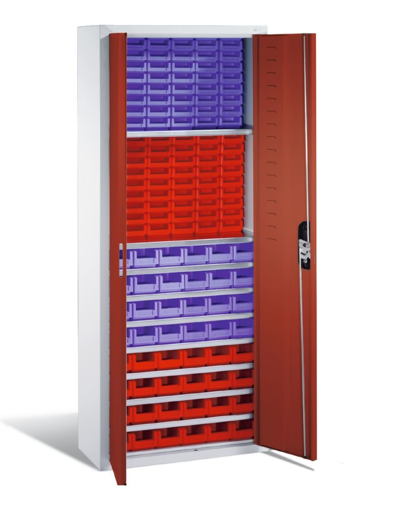 C+P Großer Magazinschrank 138 Lagerkästen grau rubinrot 700 x 300 x 1690 mm Produktbild C+P Großer Magazinschrank 138 Lagerkästen grau rubinrot 700 x 300 x 1690 mm bild 2